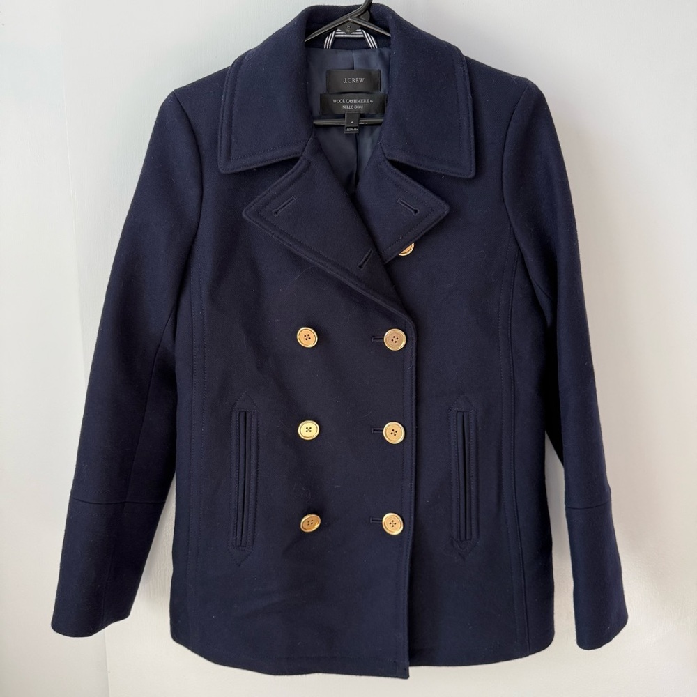 J. Crew Wool Cashmere by Nello Gori Navy Peacoat - Picture 3 of 14